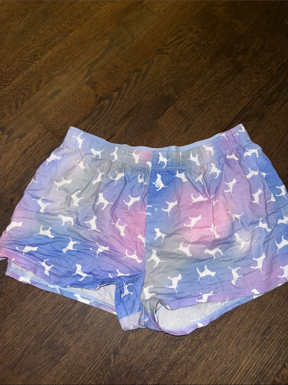PINK Victoria's Secret Pink Purple Blue Gradient Dog Silhouette Athletic Shorts